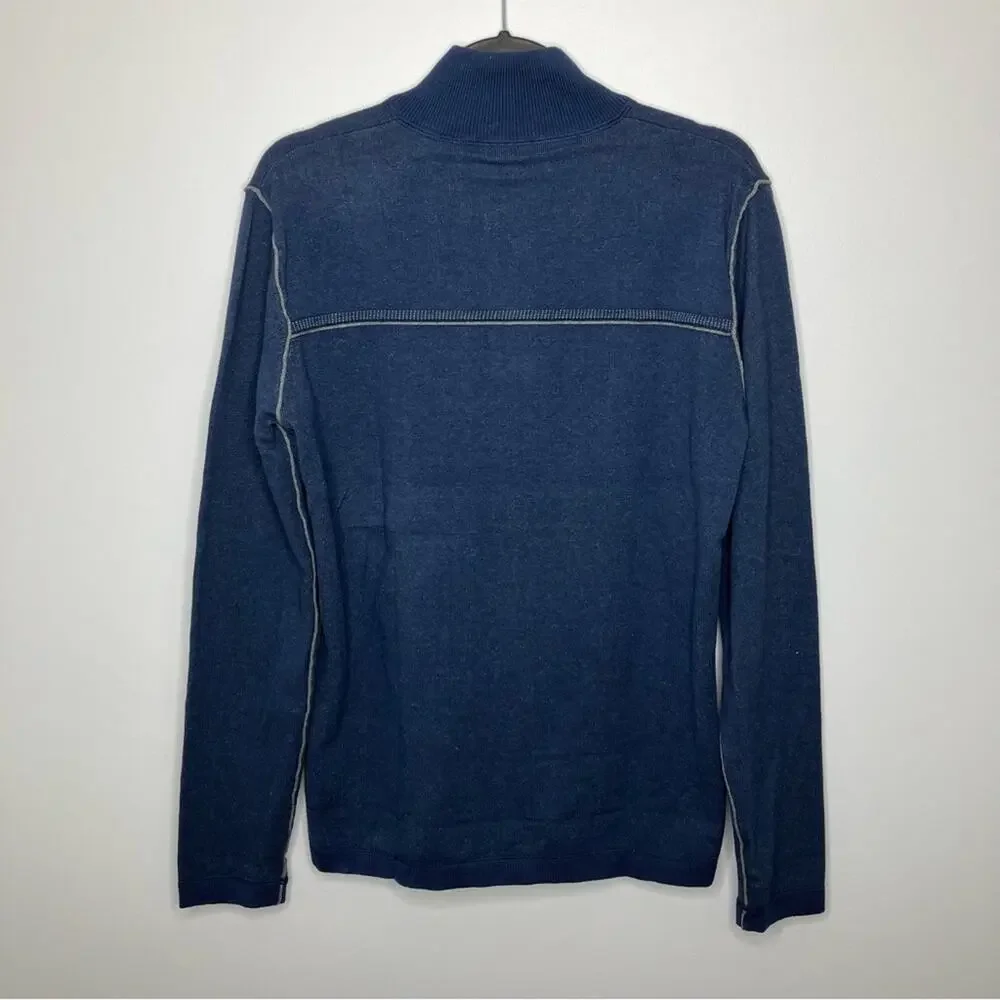 SUNDANCE Men’s Highland Stitch Henley Sweater Blue Medium